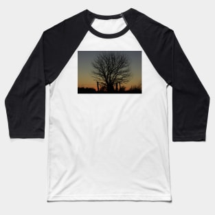 Kansas Sunset with a Tree and Fence Silhouette's. Baseball T-Shirt